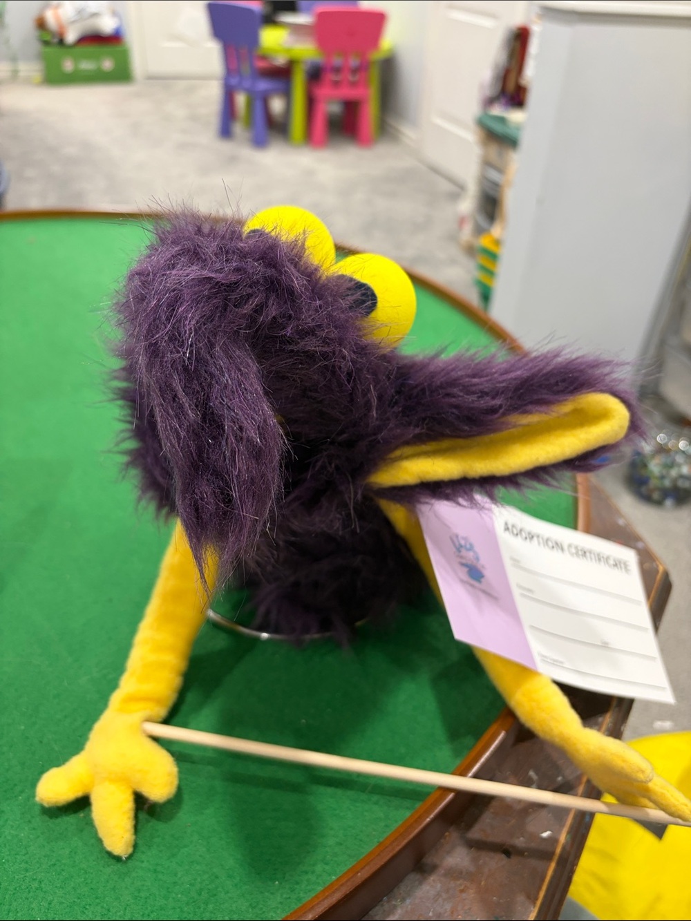 Handmade purple puppet
